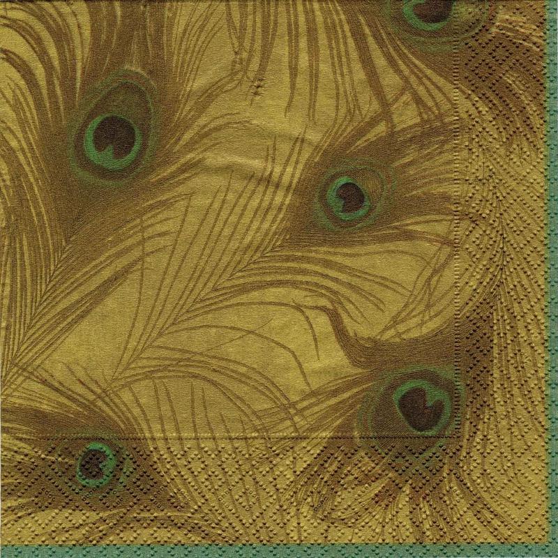 Gold Peacock Cocktail Napkin
