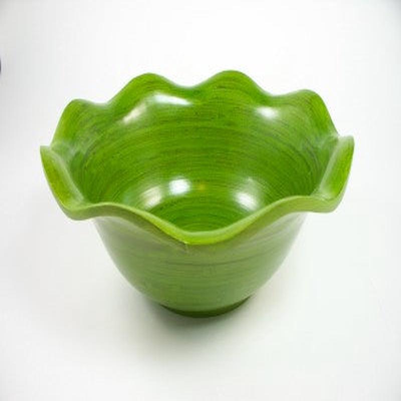 8" Green Wave Bamboo Bowl