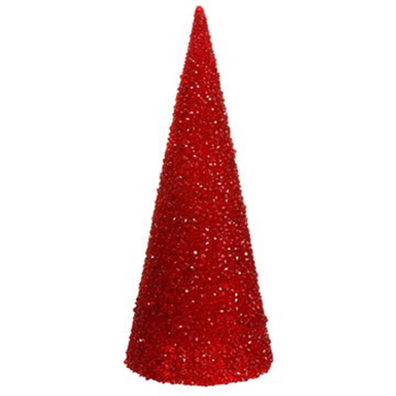 28" Iced Cone Topiary Red