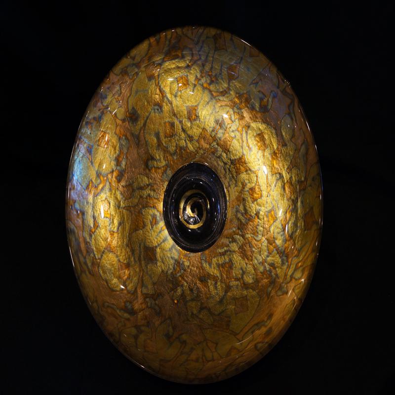 Shallow Solid Variegated Green 15" Bowl