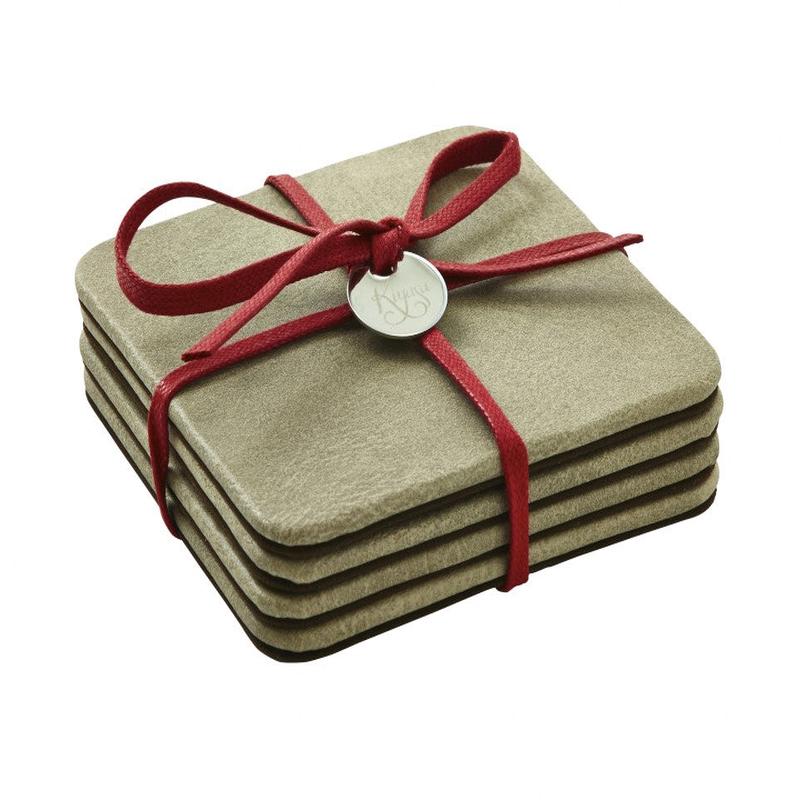 Coaster S/4 SQ Pewter Suede w/o Crystals