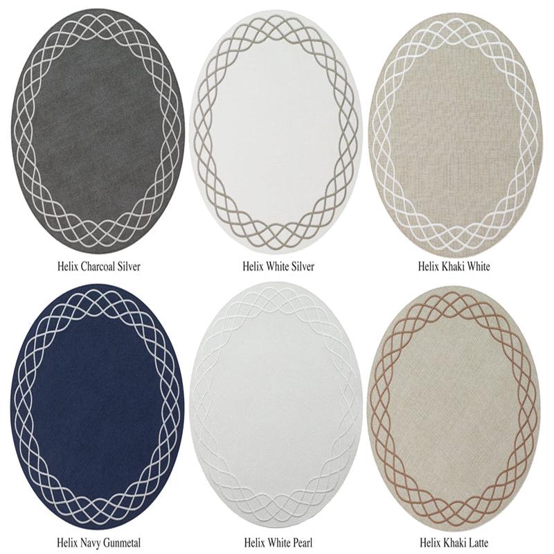 Helix Round Placemat 15" White Silver Set of 4