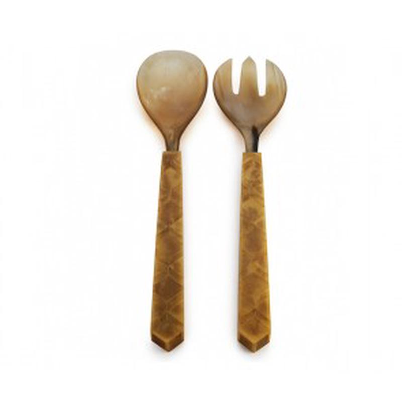 Morocco Salad Set w/Buffalo Horn 15"