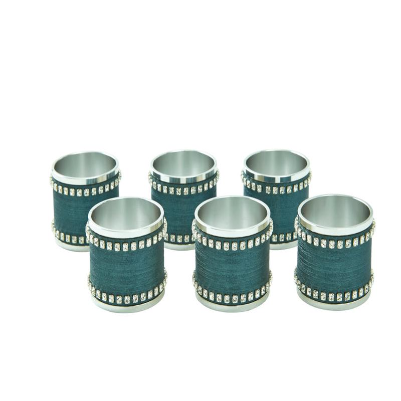 Napkin Ring S/6 Deep Sea Silk w/Crystals