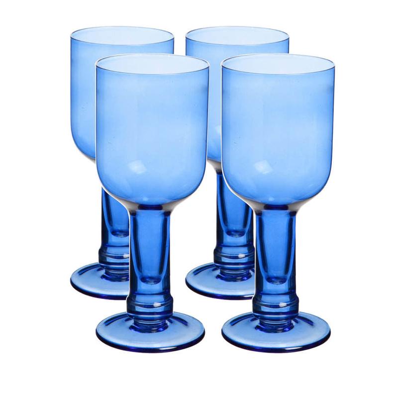 14oz Blue Wine Glass Set/4