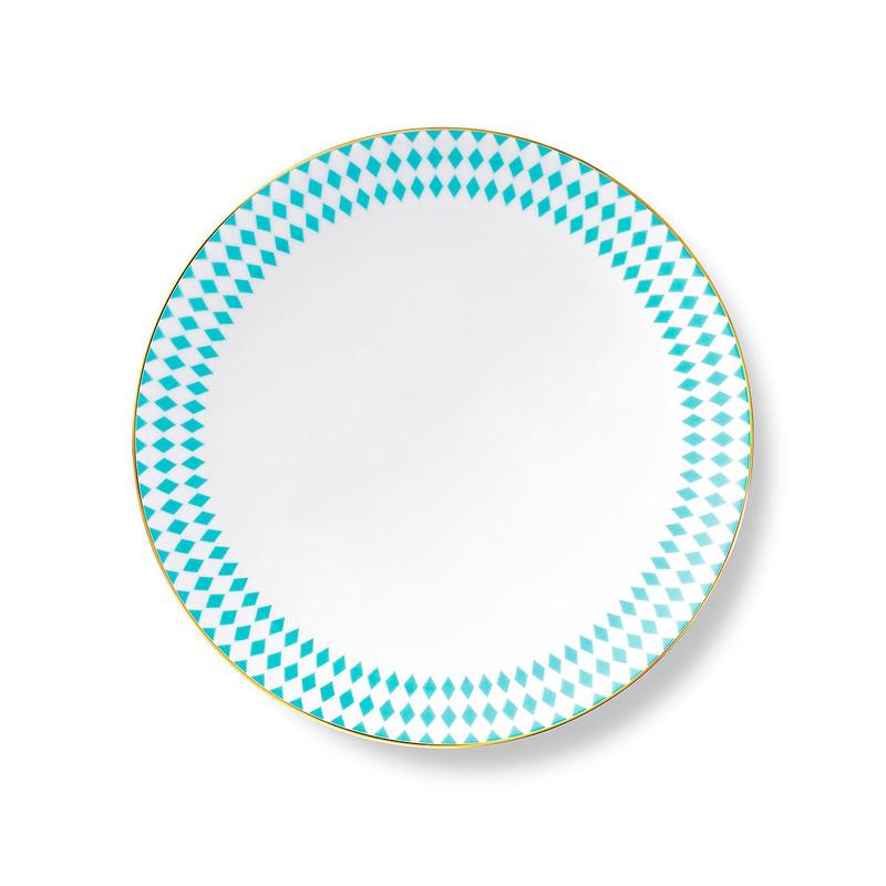 B Dinner Plate Hutton Turq/Gold