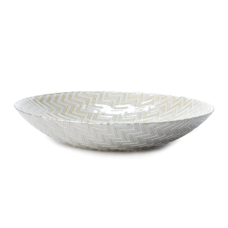Chevron Pearl Shallow Serve Bowl