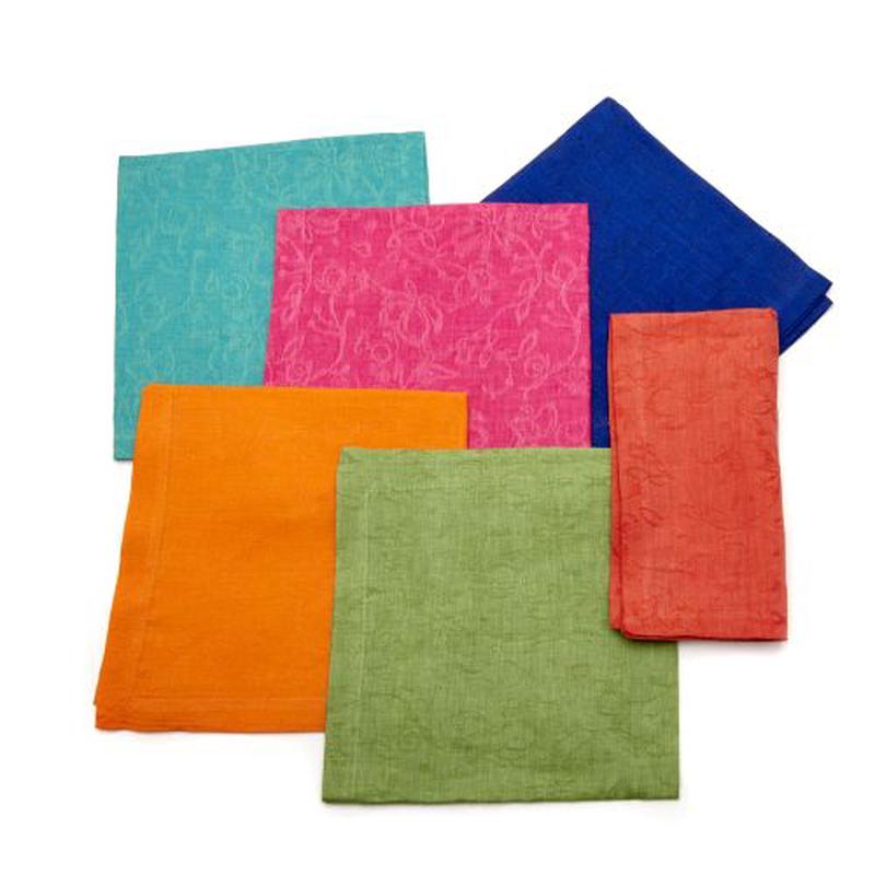 Napkin Floral Jacquard Coral Set of 4