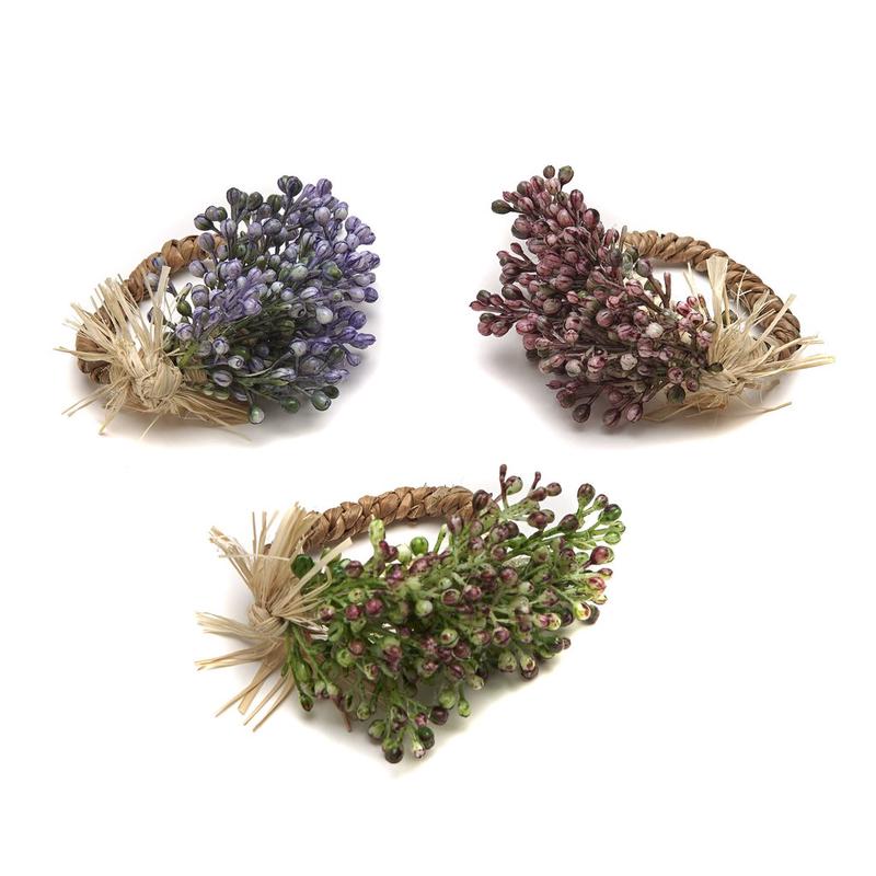 Wild Berry Spray Napkin Ring -Lavender Set of 6