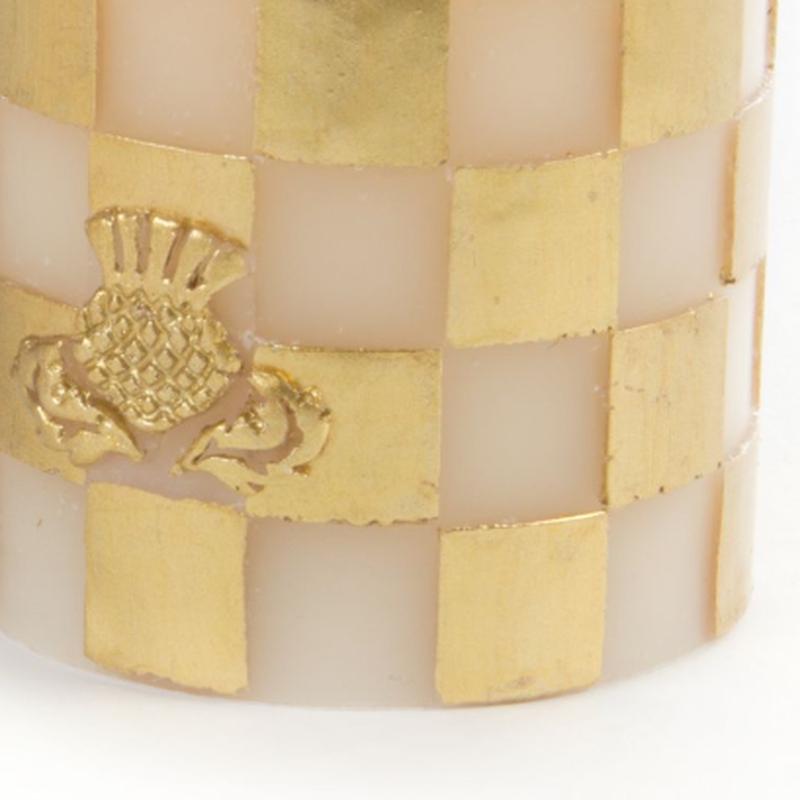 Gold & White Check 3" Pillar Candle
