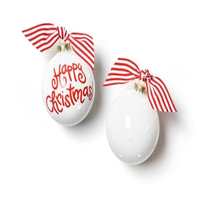 Happy Christmas Glass Ornament