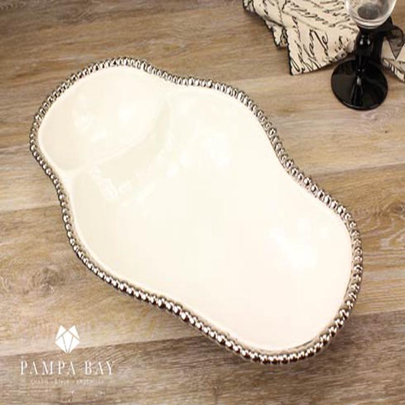 Salerno 2 Section Serving Piece White