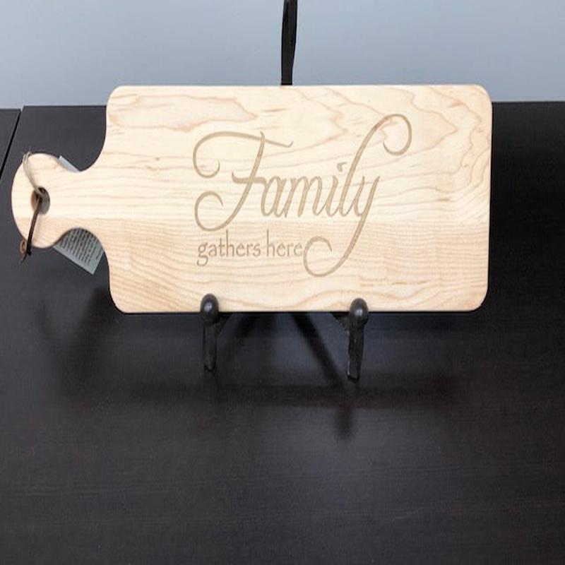 Maple Bread Board Handled Family 20"x6"