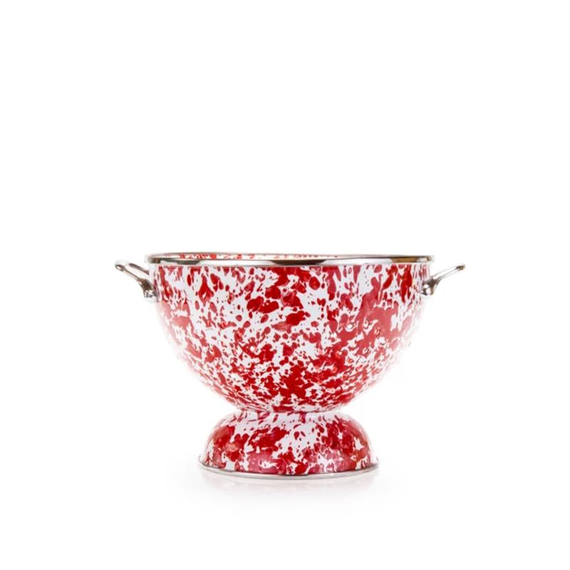 Colander Large Red Swirl