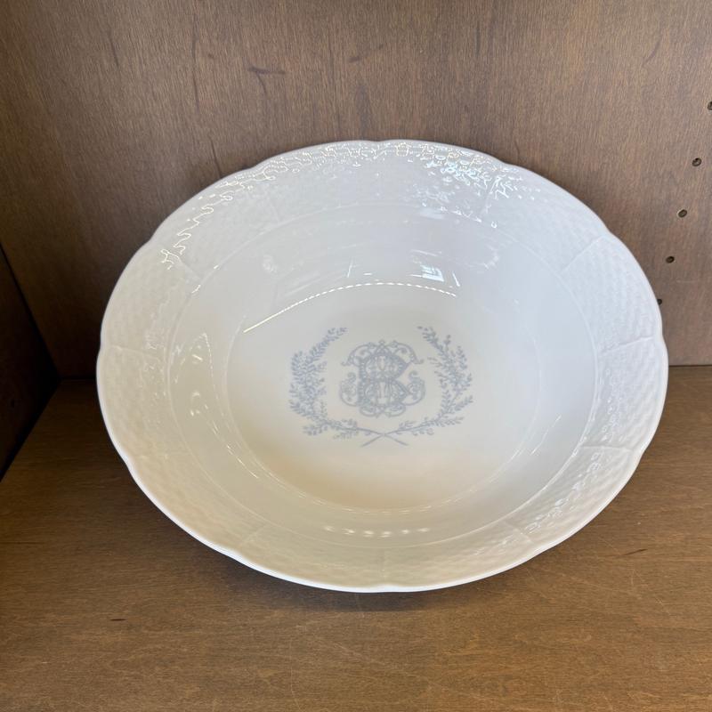 Weave Large Serving Bowl With Crest And Monogram B