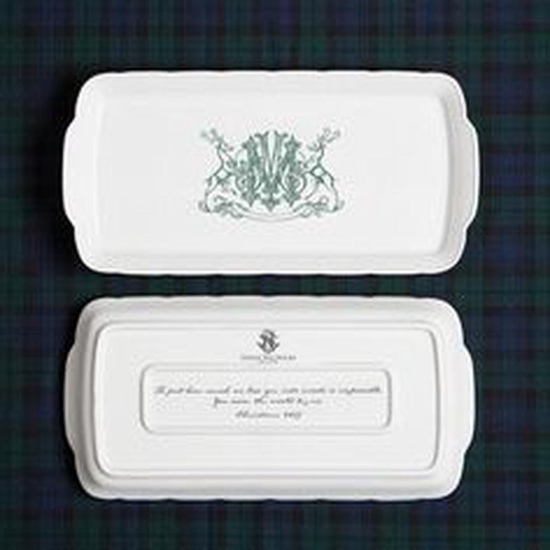 Weave White Hostess Platter With Stag And One Letter Monogram