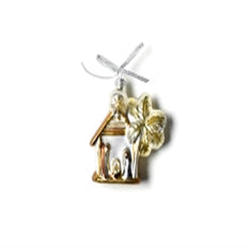 Neutral Nativity Manger Shaped Ornament