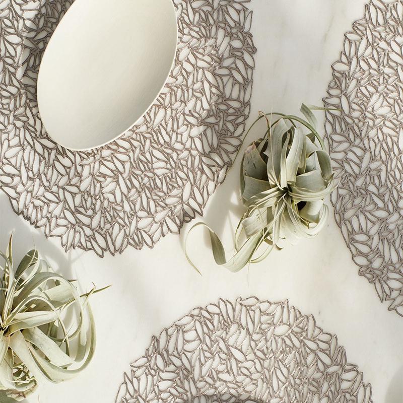 Pressed Petal Round Placemat Gunmetal Set of 6