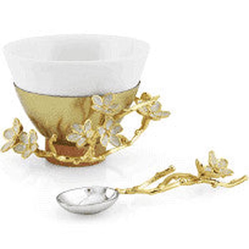 Cherry Blossom Porcelain Small Bowl w/Spoon