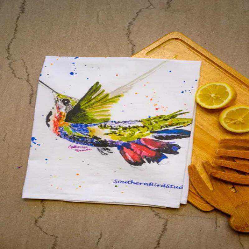 Mango Hummingbird Tea Towel
