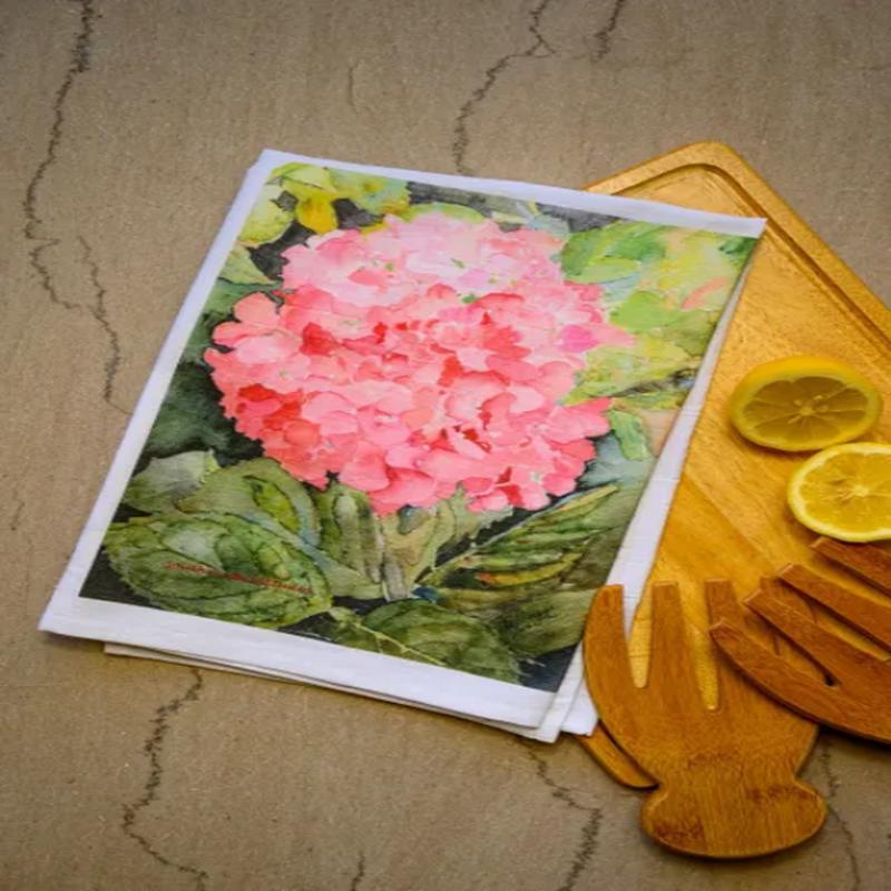 Pink Hydrangea Tea Towel