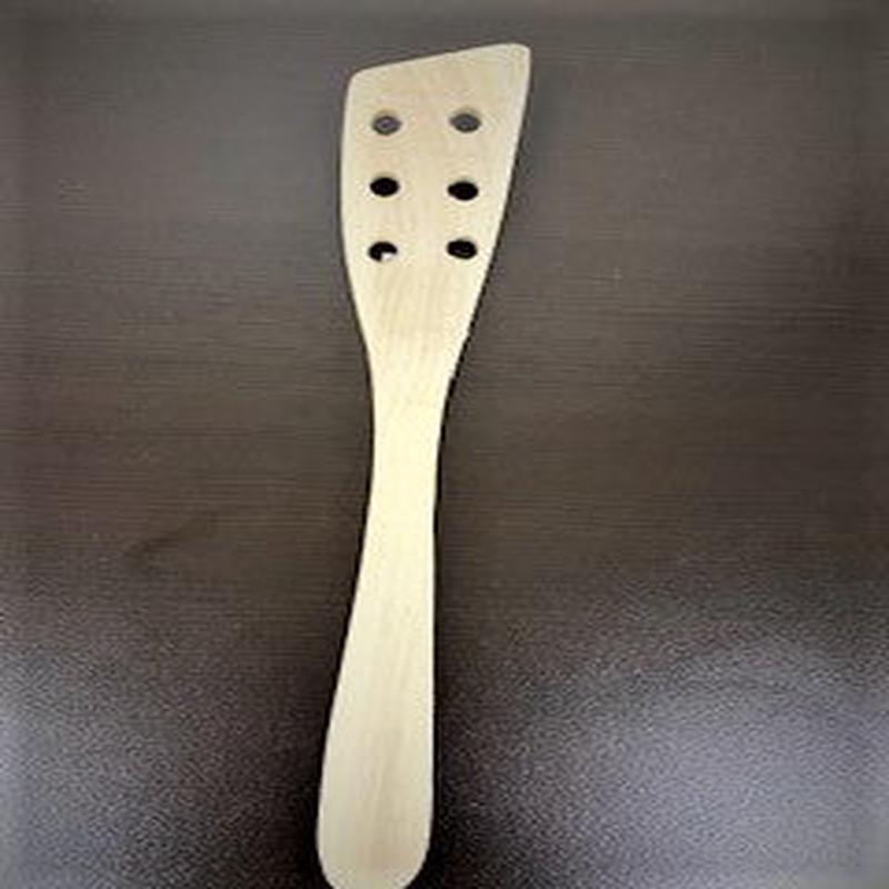 Beechwood Curved Spatula w/Holes & Beveled Edge 12"