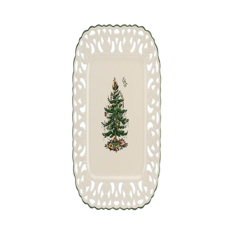 Christmas Tree Square Pierced Platter