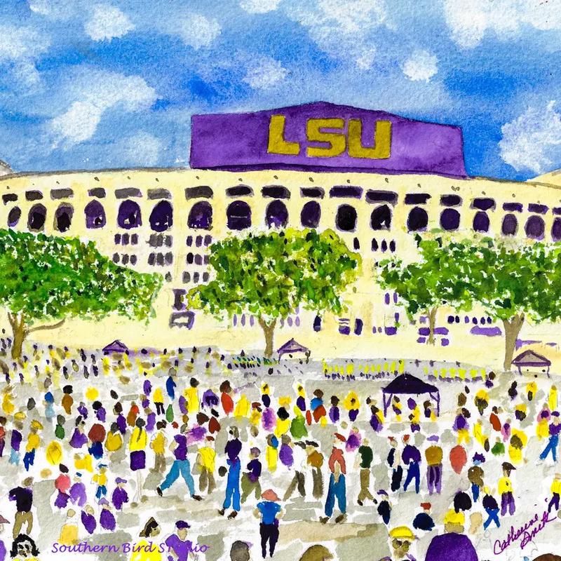 LSU Tiger Stadium Tea Towel