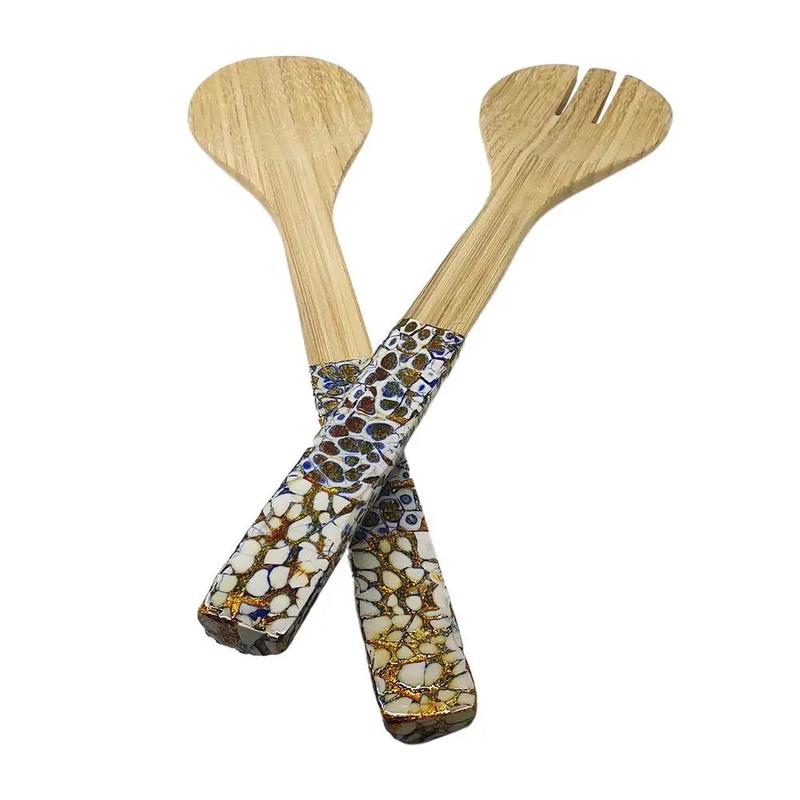 Vie Gourmet Bamboo Salad Servers Blue