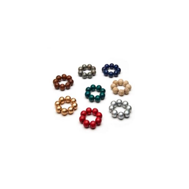 Cocoa Wood Bracelet Napkin Ring Silver Set of 4