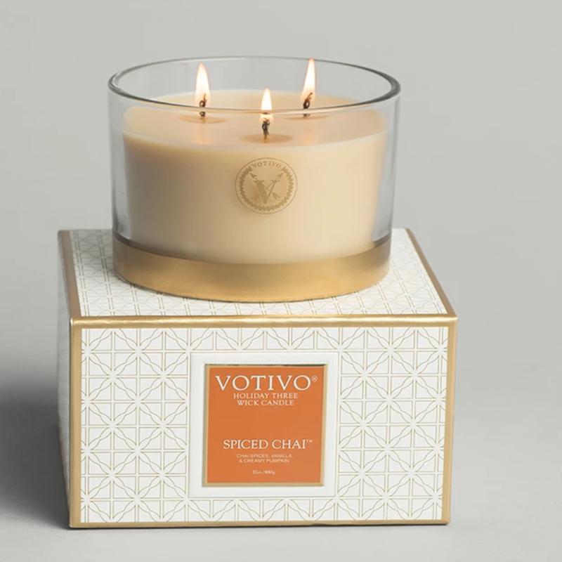 Spiced Chai Hoiday 3 wick Candle 17 oz