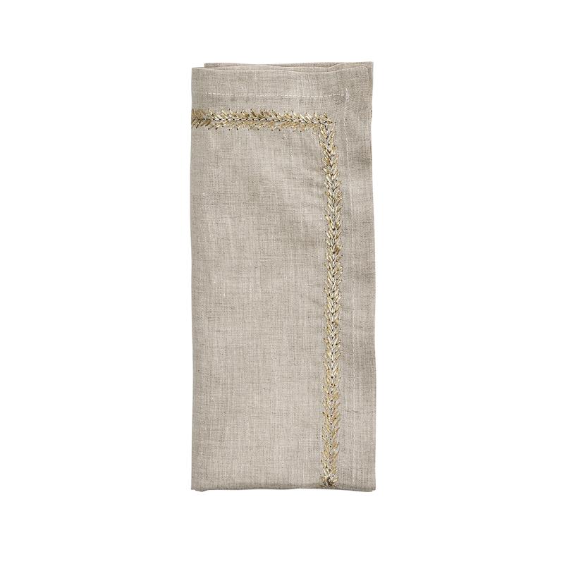 Kim Seybert Napkin Jardin Natural, Gold and Silver Set of 4
