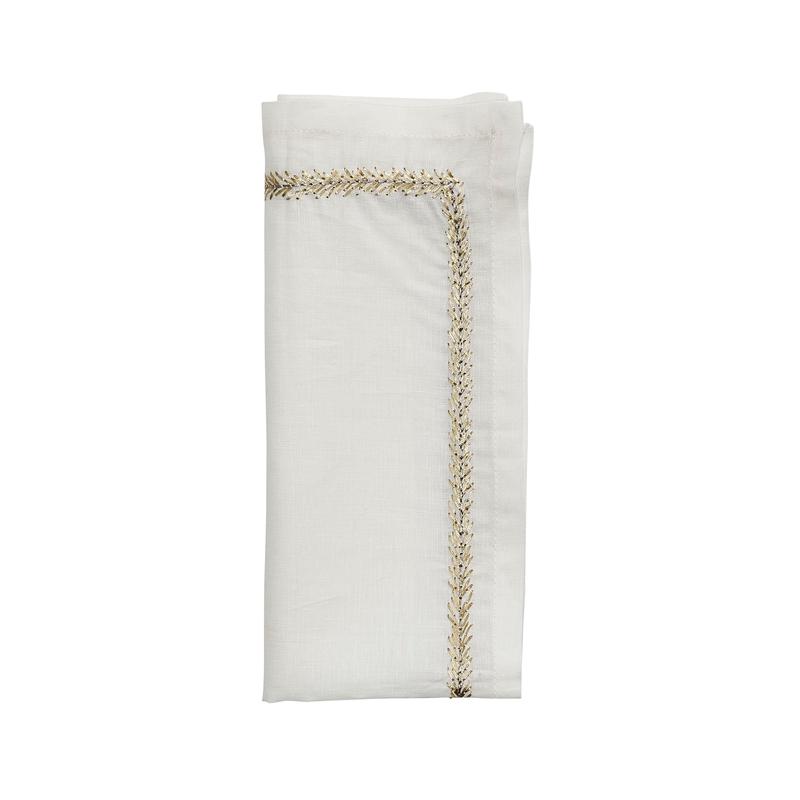 Kim Seybert Napkin Jardin White, Gold and Silver