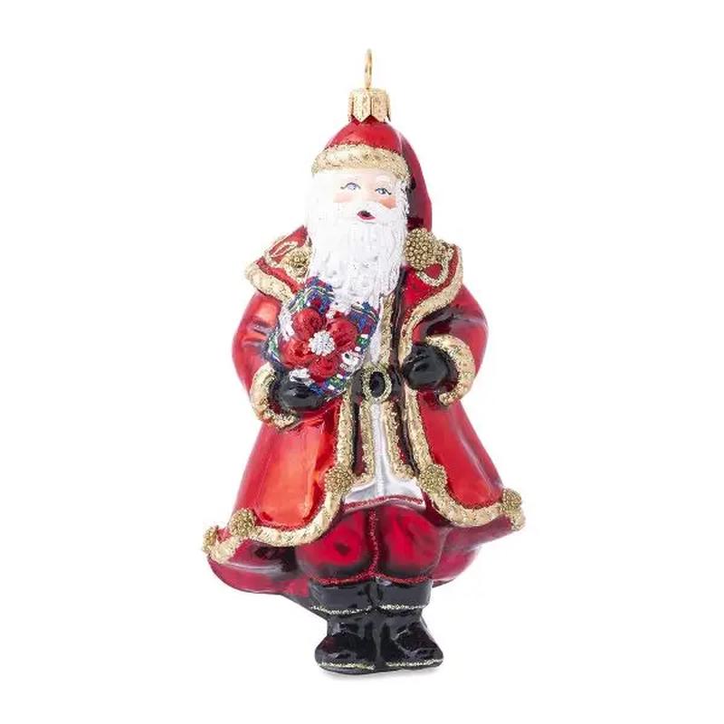 Berry & Thread Red Santa Glass Ornament