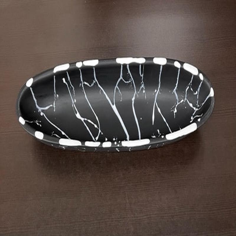 Boat Bowl Medium Black w/ White Splatter