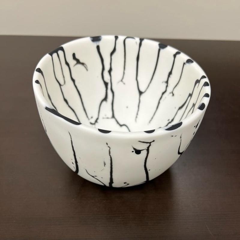 Deep Bowl Medium White w/ Black Splatter