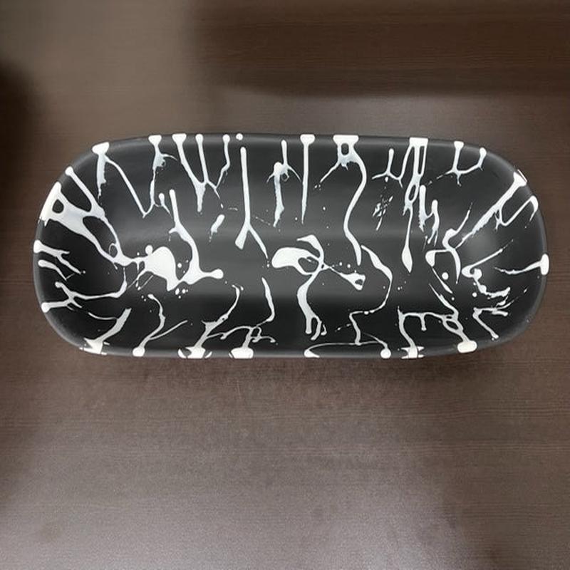 Boat Bowl Classical Black w/ White Splatter