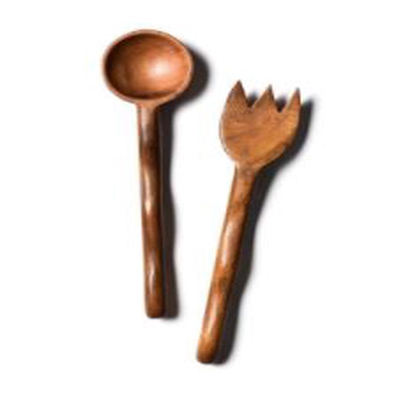 Fundamental Wood Ruffle Salad Server Set