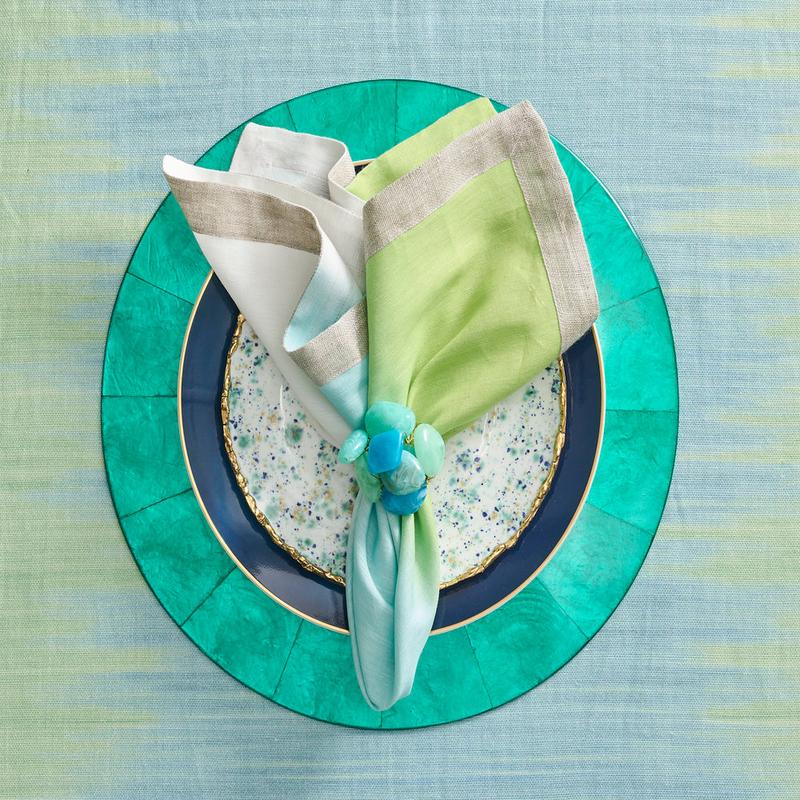 Kim Seybert Napkin Dip Dye Blue and Green Set of 4