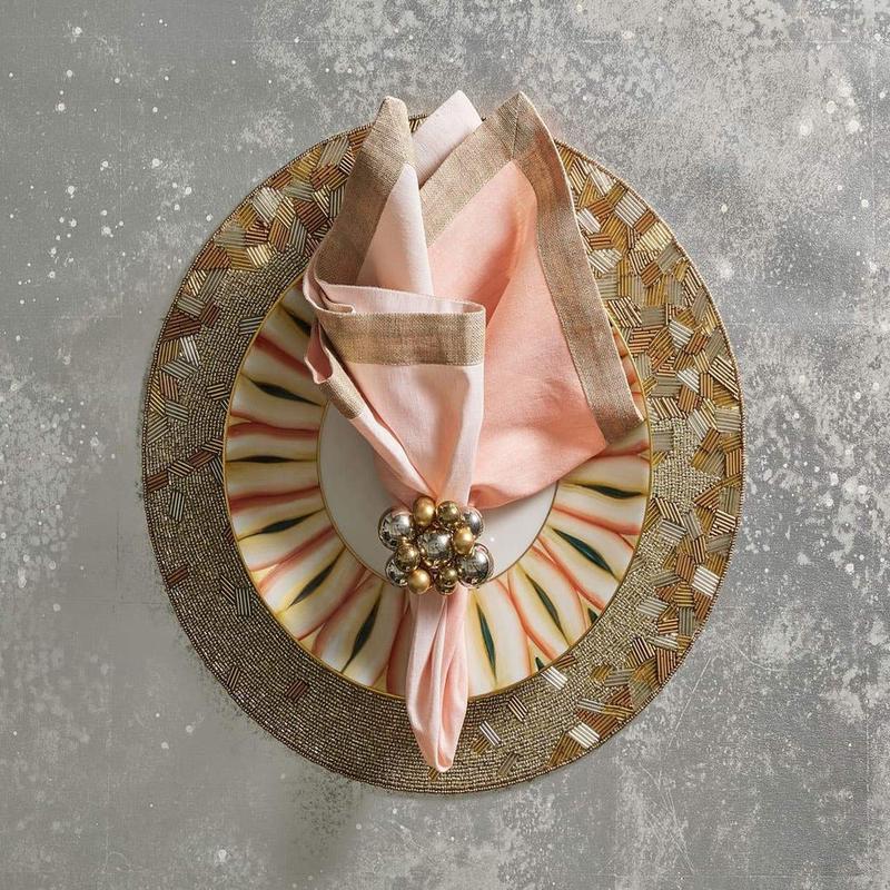 Kim Seybert Napkin Dip Dye Blush and Gold Set of 6