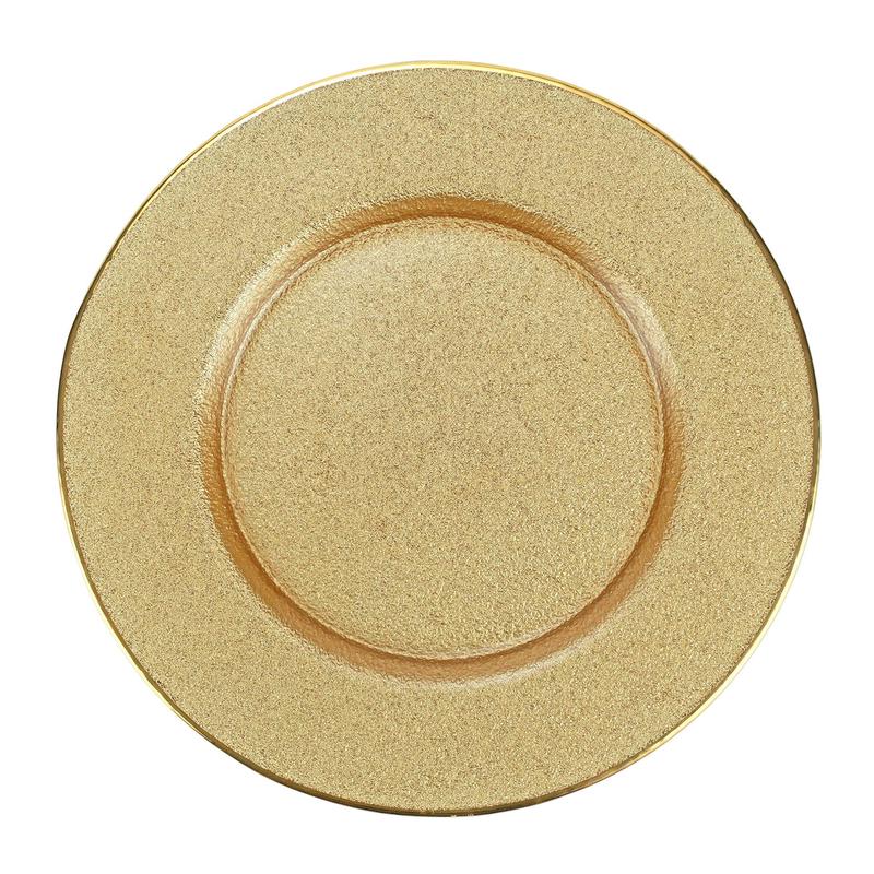 Metallic Glass Gold Service Plate/Charger Set of 2