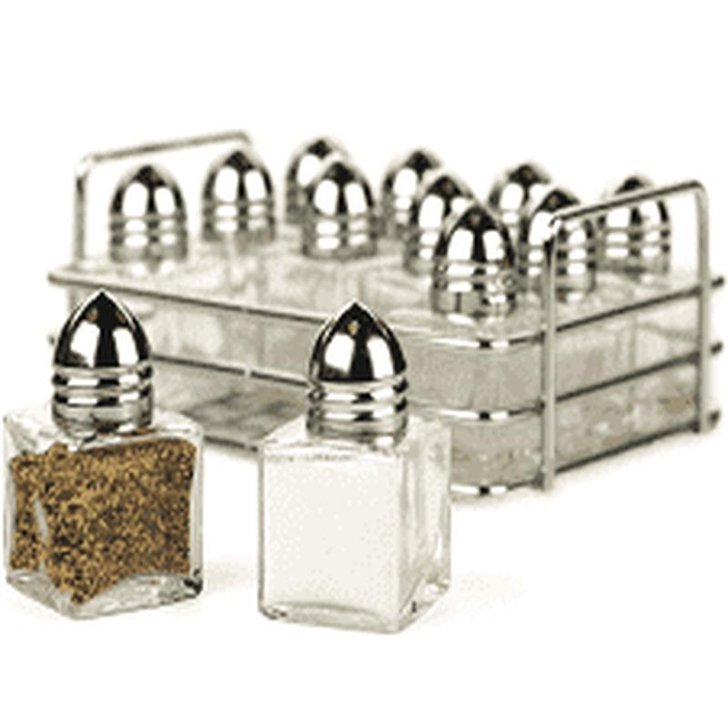 Mini Salt & Pepper Shakers w/Rack