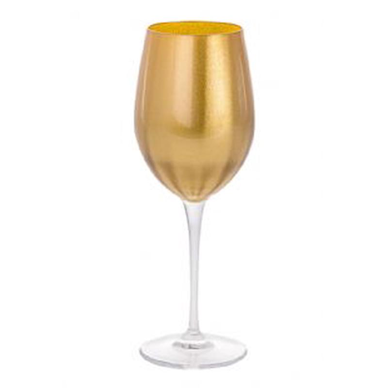 Gold Water Goblet Glass Set of 7