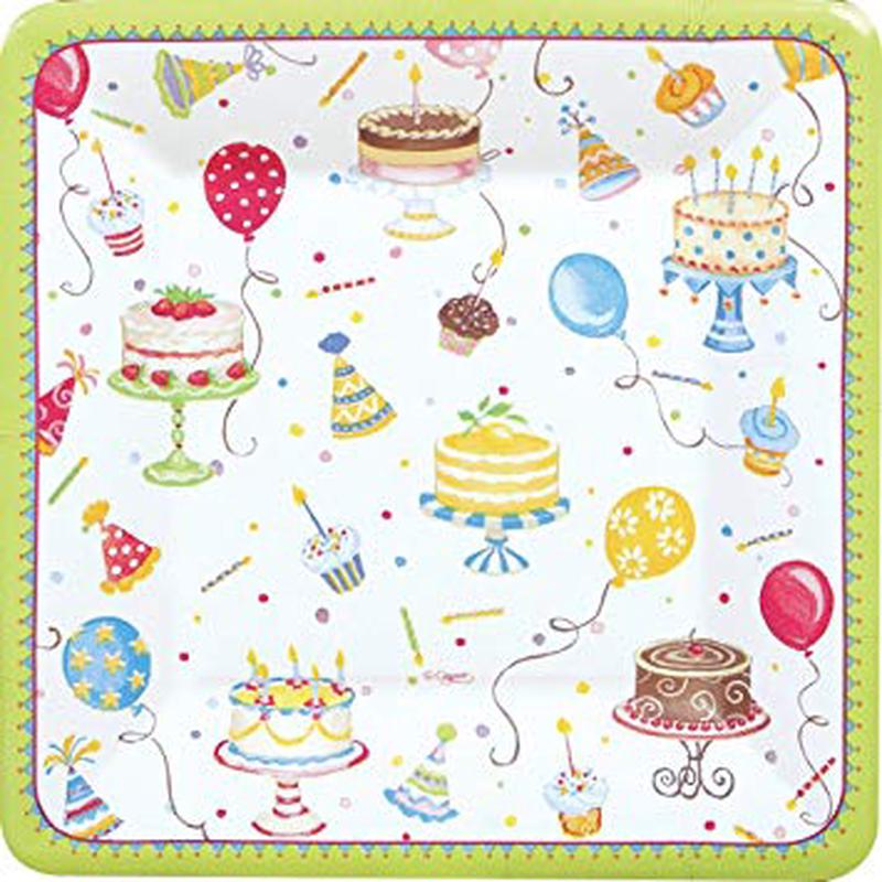 Birthday Cakes Sq Salad Dessert Plates
