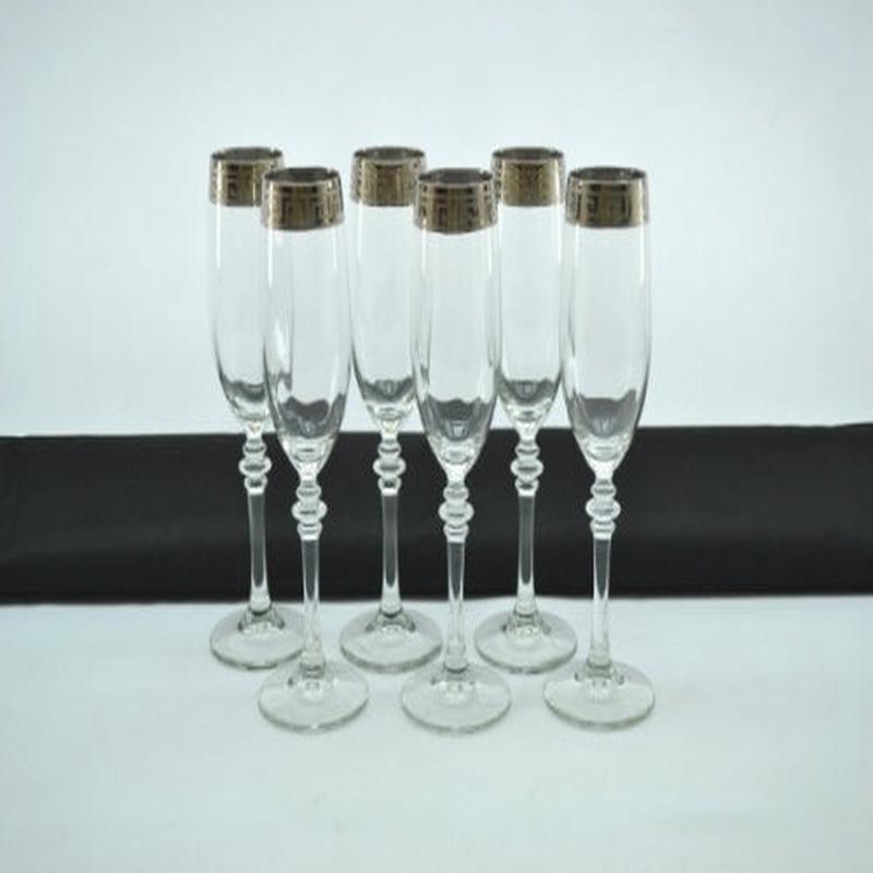 Flute Glass 9" Set of 6 Platinum