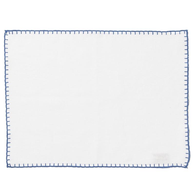 Whipstitch White W/Cobalt Placemat
