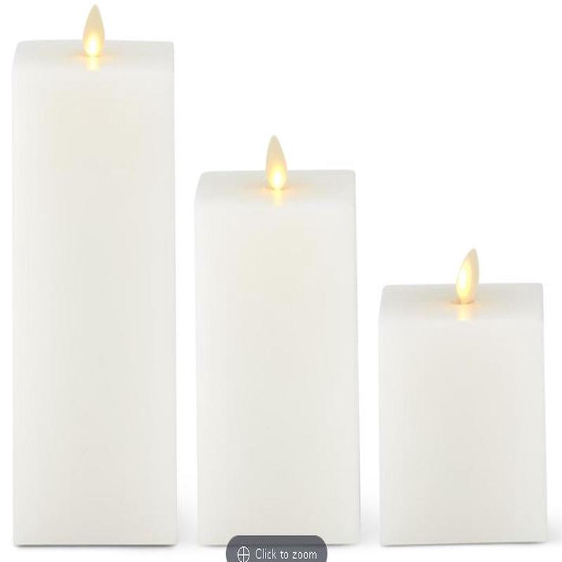 White Wax Luminara Large Indoor Candles- Set of 3