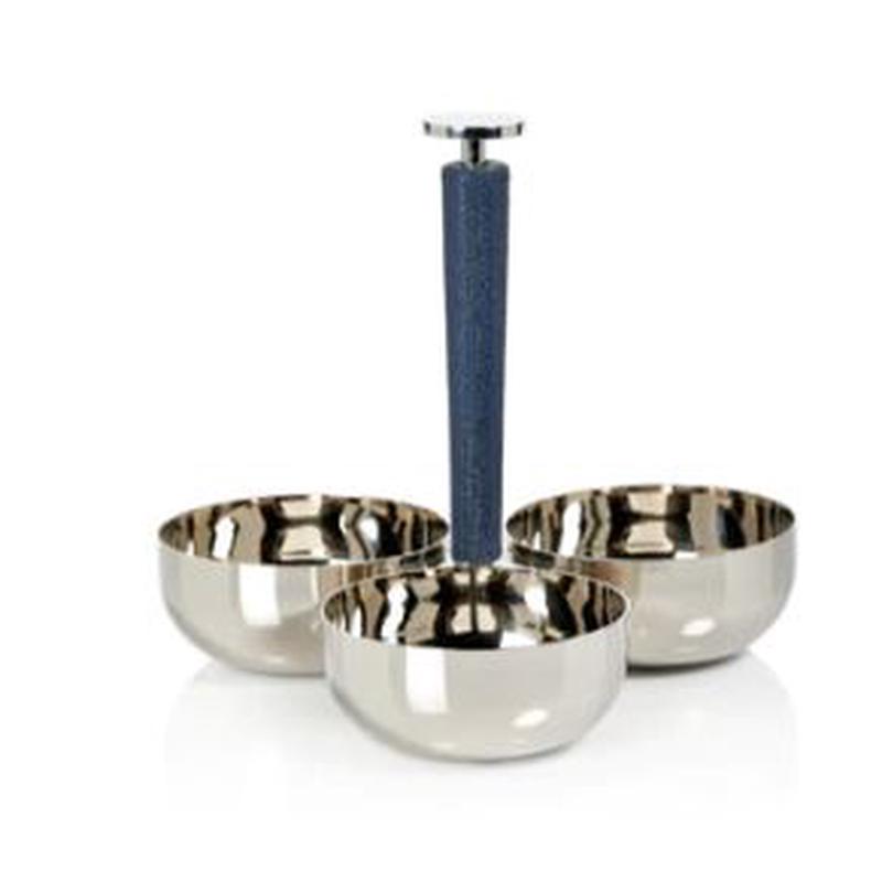 Laguna Nickel & Leather Condiment Set