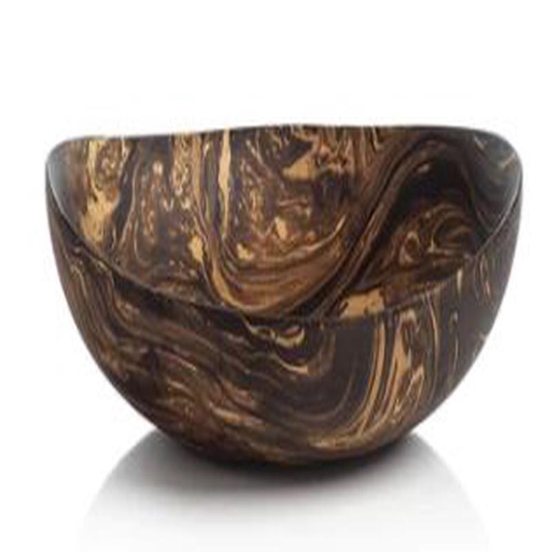 Mango Wood Marbleized Bowl- Shallow