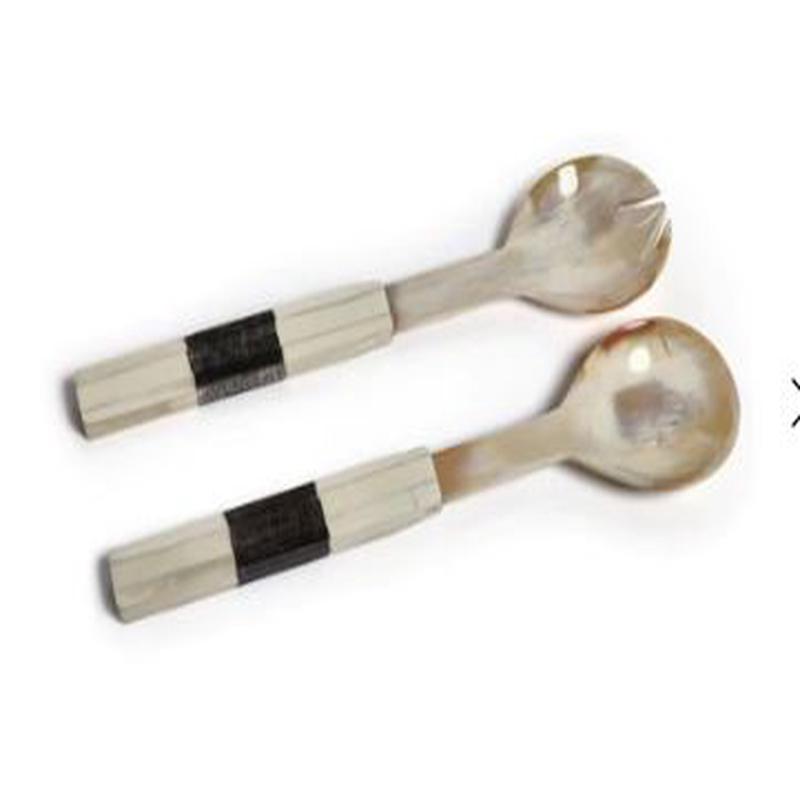 Variegated Horn with Bone Salad Server Set